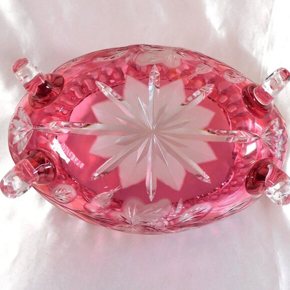 Pink Cut to Clear Footed Bowl # 25349 - Picture 4 of 5